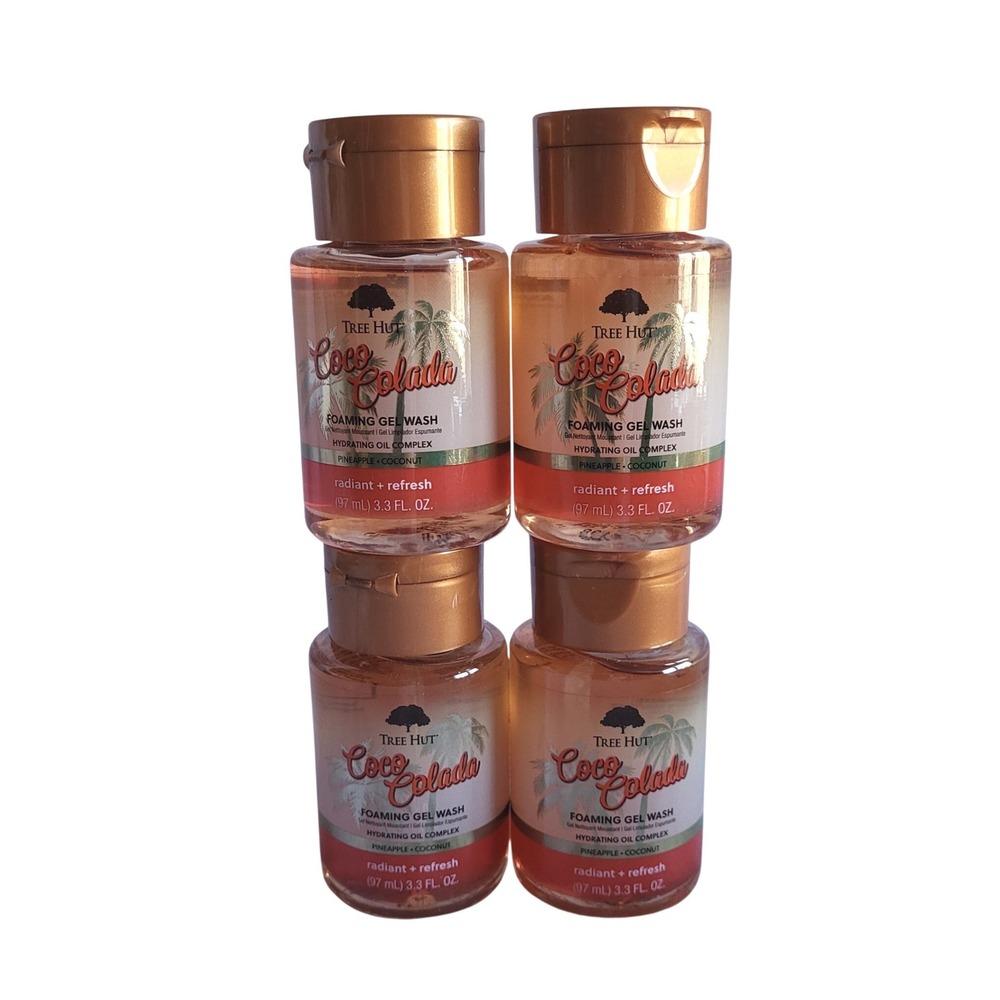 Tree‎ Hut 4 pc Coco Colada Foaming Gel Wash Lot Vegan Pineappple Coconut New